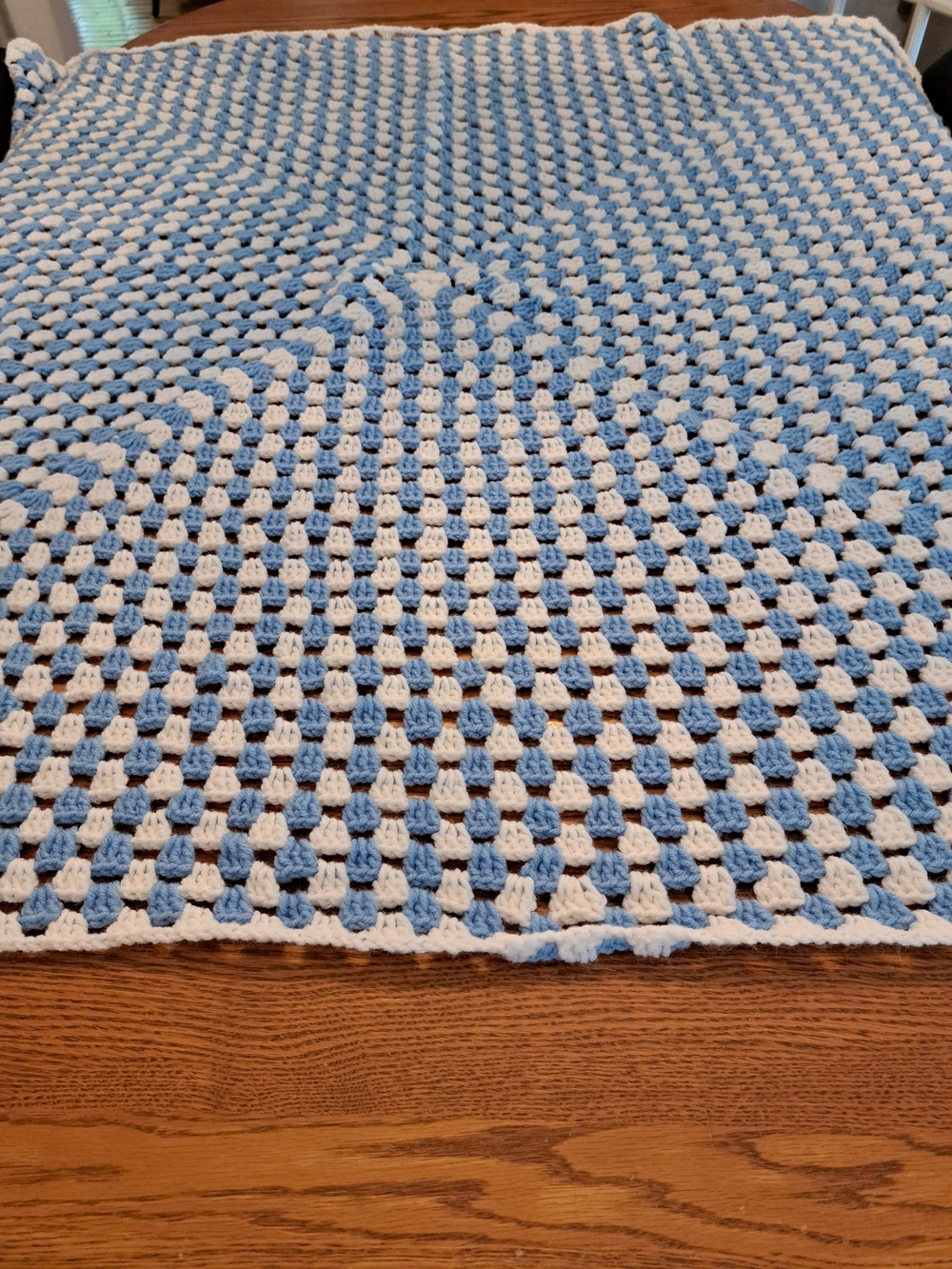 Handmade Blue and White Crochet Throw Blanket - Home Accents